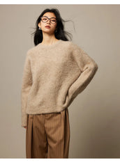 Women Alpaca Sweater | O-Neck | Loose | Knitted Pullover | Winter Sweater