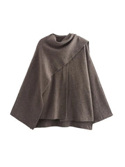 Women Scarf Jacket | Knitted Cape Cloak | Short Cape Coat