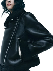 Women Black Shearling Jacket