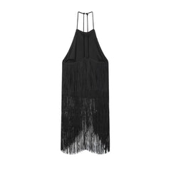 Women Long Tassel Top | Halter Neck | Sleeveless | Backless