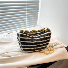 Women Woven Handbag | Rattan Half-Moon | Straw Shoulder Bag | Bucket Bag | Crossbody Bag