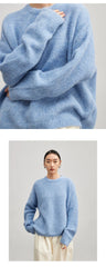 Women Alpaca Sweater | O-Neck | Loose | Knitted Pullover | Winter Sweater