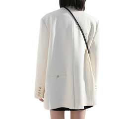 Women Oversized Blazer | Double-Breasted Mid-length Coat