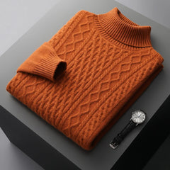 Men Merino Wool High-Necked Pullover | Warm Turtleneck Sweater