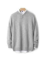 Men Pure Merino Wool Sweater | Long Sleeves | Stand-Up Collar | Pullover | Warm | Mock Neck Sweater