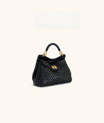 Women Leather Pillow Bag | Lock Clasp Handbag | Small Handbag | Shoulder Bag | Crossbody Bag