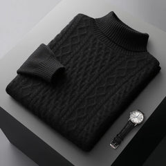 Men Merino Wool High-Necked Pullover | Warm Turtleneck Sweater