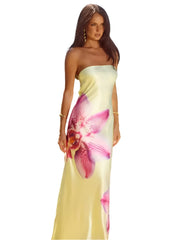 Women Flower Printed Summer Dress | Elegant Maxi Long Dress | Strapless | Backless Bodycon | Vestidos