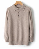 Men Merino Wool Polo Pullover