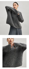 Women Alpaca Sweater | O-Neck | Loose | Knitted Pullover | Winter Sweater