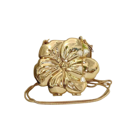 Women Gold  Floral Acrylic Clutch Bag | Lily of the Valley Charm