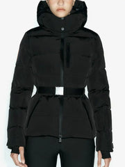 Women Winter Windproof Skiing Jacket | Padded Sport Parkas Jacket | Belt | Hooded | Thick | Warm | Pockets