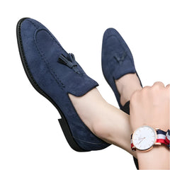 Men Suede Leather Loafers | Vintage Tassel Slip-On