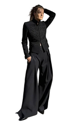 Women Napoleon Jacket | Elegant Office Short Coat | Stand Collar | Spring Jacket | Military Blazer