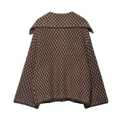 Women Oversized Knitted Jacket | Large Collar | Street Style | Geometric Pattern