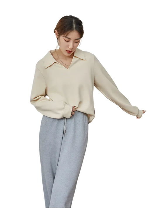 Women Pullover Long Sleeve Sweater | V-neck Loose Sweatshirt