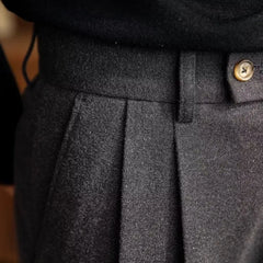 Men Classic Italian Naples Style Pants | Suit Pants | High Waisted | Straight Fit | Formal Business Pants | Thick Trousers