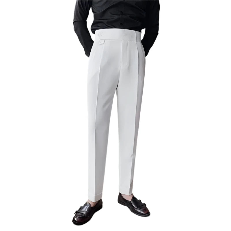 Men Vintage Style Pants | High Waisted Suit Pant | Business Casual Straight Trousers White / 29 Men Vintage Style Pants | High Waisted Suit Pant | Business Casual Straight Trousers White / 29