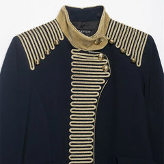 Women Cropped Jacket | Rope Knot Buttons | Stand Collar | Long Sleeve | Spring Jacket | Napoleon Jacket