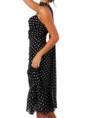 Women Summer Polka Dot Spaghetti Strap Dress | Dot Print | Party Dress with Scarf | Vacation | Beach