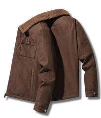Men Suede Warm Fleece Jacket | Thick Casual Windbreaker | Parka Zipper Cargo