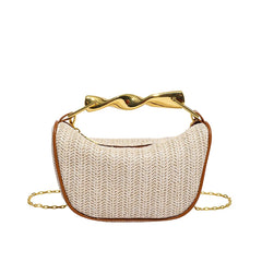 Women Woven Handbag | Rattan Half-Moon | Straw Shoulder Bag | Bucket Bag | Crossbody Bag