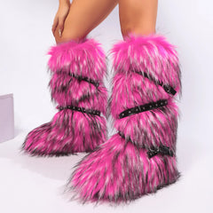 Women Winter Boots | Faux Fur Snow Boots | Warm Long Boots | Plush Over Knee | High Boots | Y2K | Furry Shoes