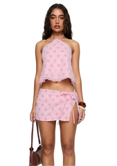 Women Sparkly Sequin Set | Mini Skirt | Sleeveless Top | Bodycon | Y2K | Halter Neck