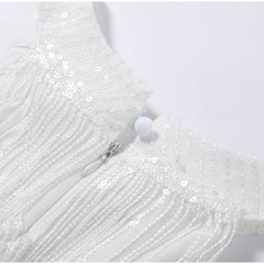 Women Sequin Halter Dress | Tassel | Sleeveless | Backless | Mini Fringed Dress