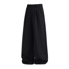 Men Classic Striped Pleated Wide Leg Trousers | Baggy | Straight | Dress Pants | Business