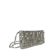 Women Bling Retro Silver Beaded Shoulder Bag | Handmade | Small Purse | Party