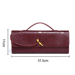 Women Luxury Design Top-Handle Leather Bag | Long Purse | Crocodile Pattern Bag