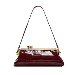 Women Leather Kiss Lock Bag | Long Clutch Bag | Luxury Shoulder Bag | Elegant Party Purse | Underarm Bag