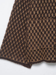 Women Oversized Knitted Jacket | Large Collar | Street Style | Geometric Pattern