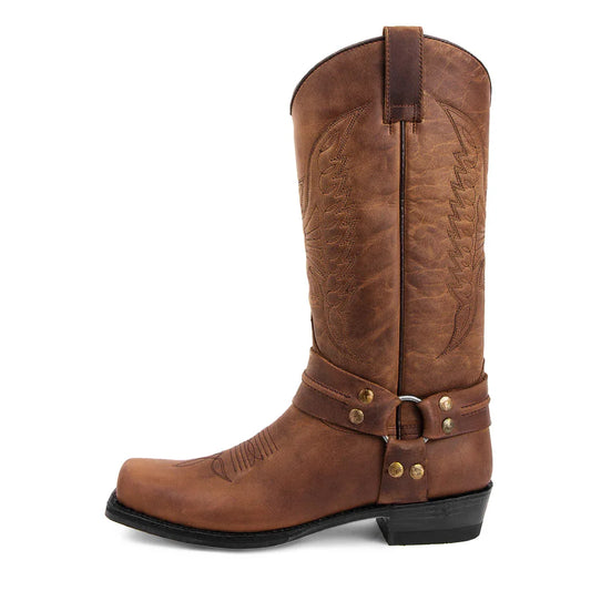 Men Western Cowboy Boots | Leather Embroidered Boots | Winter Shoes | Retro Men Boots | Mid-Calf Boots