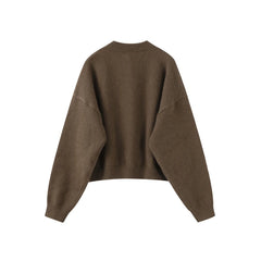 Women Knitted Sweater | Round Neck | Long Sleeve Sweater | Single Breasted