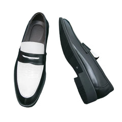 Men Black and White Loafers | British Style | Leather Shoes