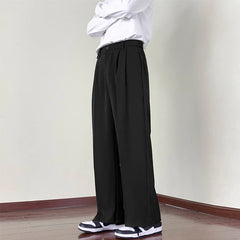 Men Plain Wide Leg Dress Pants | Business Casual Pants | Slim-Fit Trousers