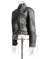 Women Washed Leather Jacket