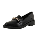 Women Leather Shoes | Woman Pointy Toe Oxford Shoes | Women Block Heel Loafers