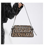 Women Leopard Print Underarm Bag | Cheetah Print Leather Shoulder Bag