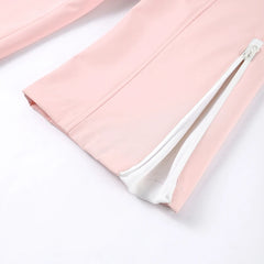 Women Pink Ski Wear Jumpsuit | Long Sleeve | Hoodie | Wide Leg Jumpsuit | Winter | Thick | Warm