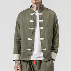 Men Tang Suit Jacket | Linen Top | Long Sleeve
