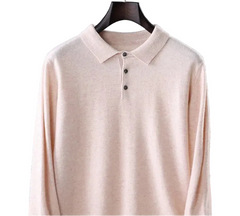 Men Pure Wool Sweater | Polo Knitted Pullover | Warm