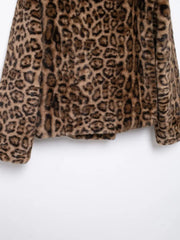 Women Winter Animal Print | Warm Fur Coat | Long Sleeve Lapel Coat | Leopard Print Coat