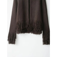 Women Fringed Cardigan | Knitted Sweater with Tassel | Vintage | Long Sleeves
