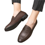 Men Plain Round Toe Leather Loafers | Leather Shoes