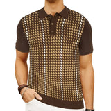 Men Classic Houndstooth Knitted Polo Shirt