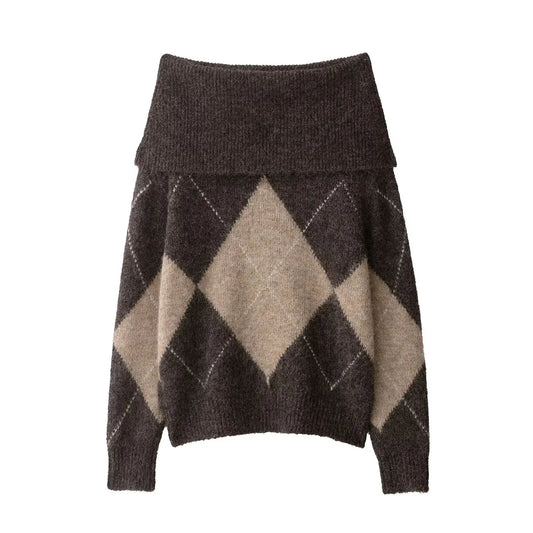 Woman Knitted Pullover | One-Shoulder | Long Sleeved | Casual Cropped Sweater | Off Shoulder Sweater Top