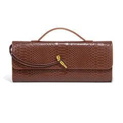 Women Luxury Design Top-Handle Leather Bag | Long Purse | Crocodile Pattern Bag